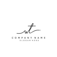 Initial WT handwriting of signature logo vector