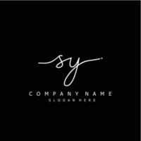 Initial SY handwriting of signature logo vector