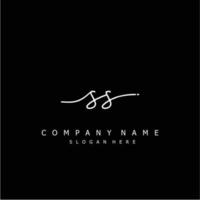 Initial SS handwriting of signature logo vector