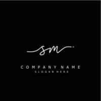 Initial SM handwriting of signature logo vector