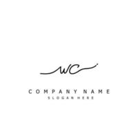 Initial WC handwriting of signature logo vector