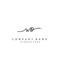 Initial WO handwriting of signature logo vector