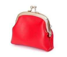 Red purse on white photo