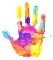 Close up of colored hand print photo