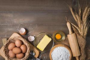 Bread flour with fresh egg, Unsalted butter and accessories bakery photo