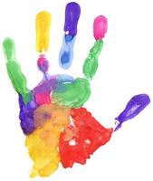 Close up of colored hand print photo