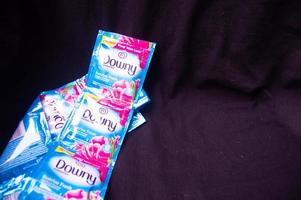 gresik, indonesia, 2023 - downy sachet fragrance with black background photo