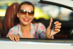 Woman traveling in a car photo