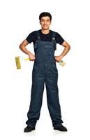 Repairman Arab nationality in the construction overalls on a white background photo