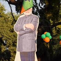 New Delhi, India - January 16 2023 - Prime Minister Narendra Modi cut out during BJP road show, the statue of PM Modi while attending a big election rally in the capital photo