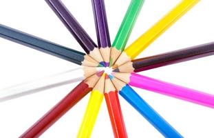 colorful pencils on white background photo