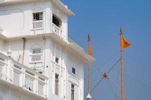 View of details of architecture inside Golden Temple - Harmandir Sahib in Amritsar, Punjab, India, Famous indian sikh landmark, Golden Temple, the main sanctuary of Sikhs in Amritsar, India photo