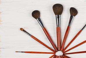 Makeup brushes set for professional on white background photo