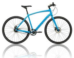 New blue bicycle isolated on a white photo