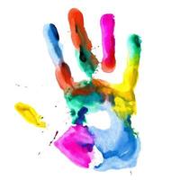 Close up of colored hand print. photo