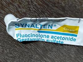 Sidoarjo, Jawa timur, Indonesia, 2023 -  Close-up photo of synalten ointment after use