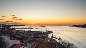 Sunset at the harbour in Porto, Portugal. photo