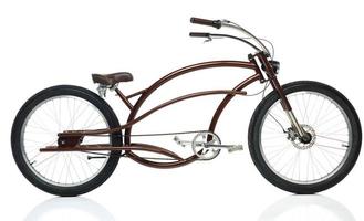 Retro styled brown bicycle isolated on a white photo