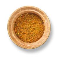 Spices in wood plate photo
