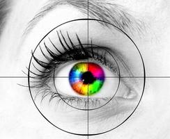 Human eye with target photo