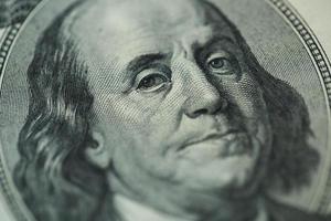 Benjamin Franklin's portrait on one hundred dollar bill photo