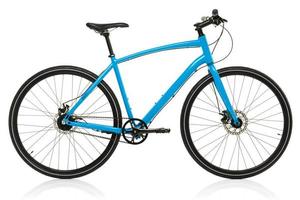 New blue bicycle isolated on a white photo