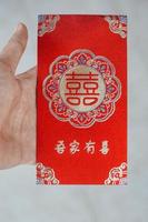 hand holding red envelope gift chinese new year photo