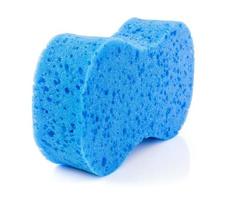 Blue sponge on white photo