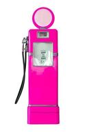 Vintage pink fuel pump on white photo