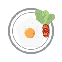 Fried Egg Yolk Fry Serving Food Lettuce Tomato on a Plate png