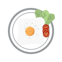 Fried Egg Yolk Fry Serving Food Lettuce Tomato on a Plate png