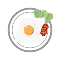 Fried Egg Yolk Fry Serving Food Lettuce Tomato on a Plate png