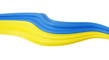 Ukraine support banner - abstract wavy ribbon in colors of national flag. 3D render illustration. photo