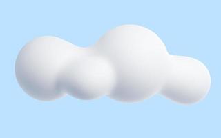 White cloud cartoon 3d render - soft fluffy round-shaped clouds on blue pastel background. photo