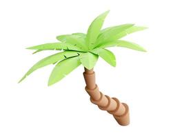 palma árbol 3d hacer - tropical planta con verde hojas y marrón maletero para playa vacaciones y verano viaje concepto. foto