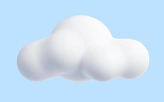 White cloud cartoon 3d render - soft fluffy round-shaped clouds on blue pastel background. photo