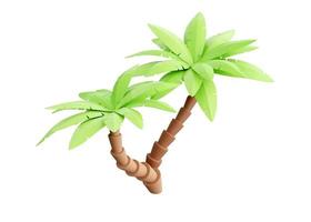 Palm tree 3d render - tropical plant with green leaves and brown trunk for beach vacation and summer travel concept. photo