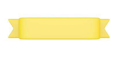 Ribbon banner 3D render - yellow cartoon badge with empty space for title. photo
