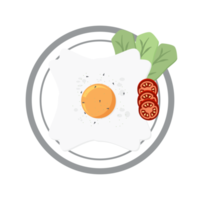 Fried Egg Yolk Fry Serving Food Lettuce Tomato on a Plate png