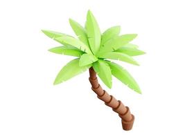 Palm tree 3d render - tropical plant with green leaves and brown trunk for beach vacation and summer travel concept. photo