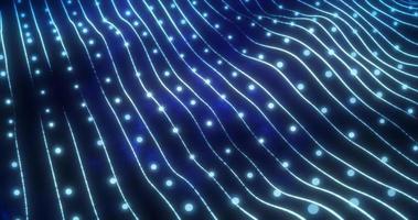 Abstract blue shiny glowing lines rays of energy and magical waves from particles and dots, abstract background photo