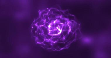 Abstract purple energy round sphere glowing with particle waves hi-tech digital magic abstract background photo