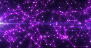 Abstract hi-tech purple glowing lines with dots and plexus triangles, abstract background photo