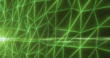 Abstract green lines and triangles glowing high tech digital energy abstract background photo