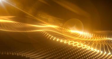 Abstract yellow orange glowing waves from particles and dots energy magical futuristic hi-tech, abstract background photo