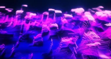 Abstract purple futuristic landscape of particles and dots of energetic magic with glow and blur effect, abstract background photo