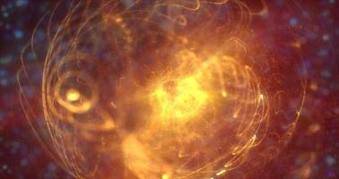 Abstract futuristic glowing with yellow light round sphere space star from magic high-tech energy on the background of the space galaxy. Abstract background photo