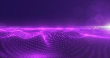 Abstract purple energy surface with magic waves of particles and points with an endation background of blur and glow with an abstract background photo