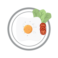 Fried Egg Yolk Fry Serving Food Lettuce Tomato on a Plate png