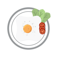 gebraten Ei Eigelb braten Portion Essen Grüner Salat Tomate auf ein Teller png